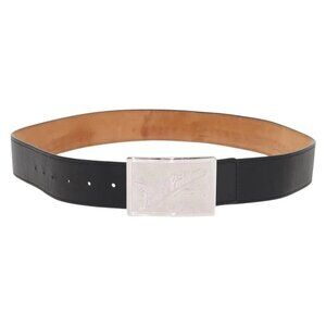 LOUIS VUITTON Ceinture jeans Belt Leather 40.9"" Black LV Auth